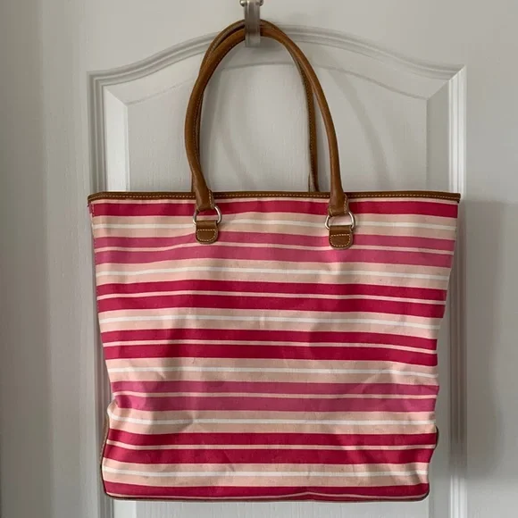 GAP Bags Gap Canvas Pink And White Striped Beach Tote Bag
